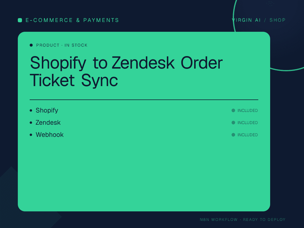 Shopify to Zendesk Order Ticket Sync
